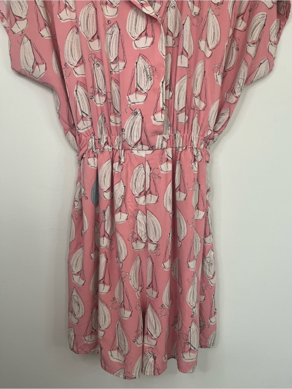 Anthropologie Maeve Tourista Sailboat Print Pink Romper Size 12 Travel - Picture 6 of 13